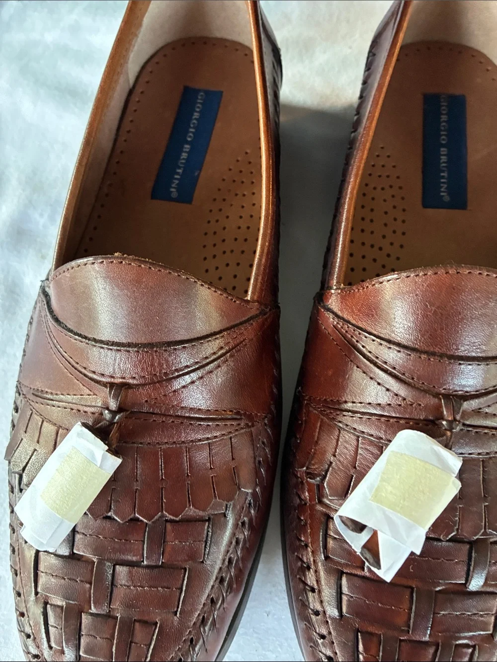 Giorgio Brutini Men’s Chestnut Brown Woven Leather Slip-Ons